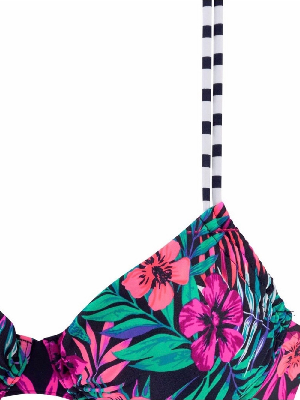 Tropical Floral Underwire Bikini Set - Black with Pink & Teal Floral - Picture 5 of 12